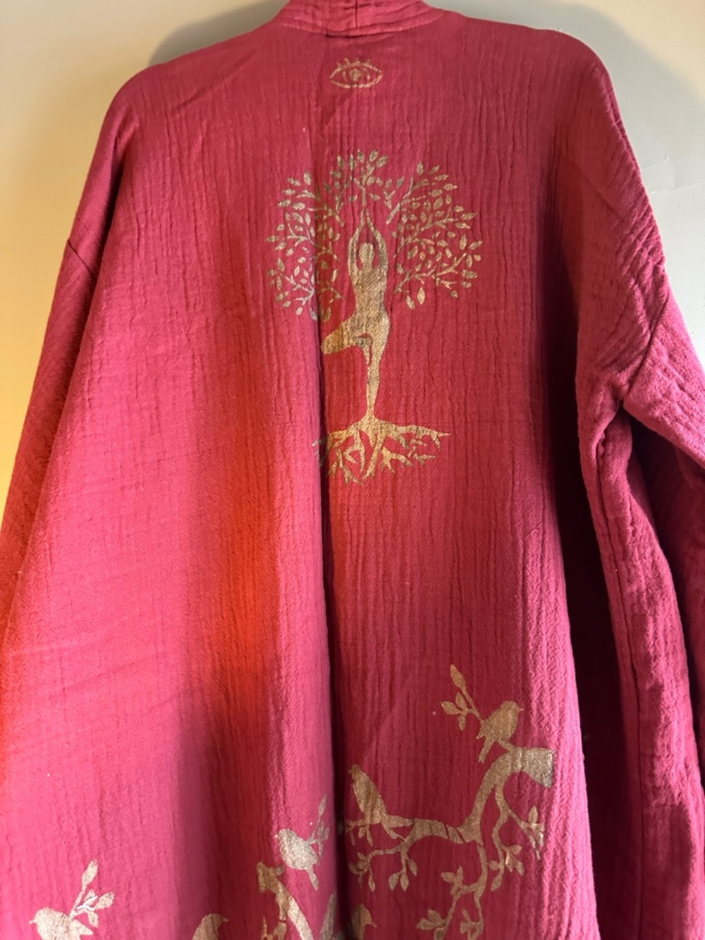 Hand-painted Yoga patterned Double Sided Organic Cotton Loungewear, L/XL